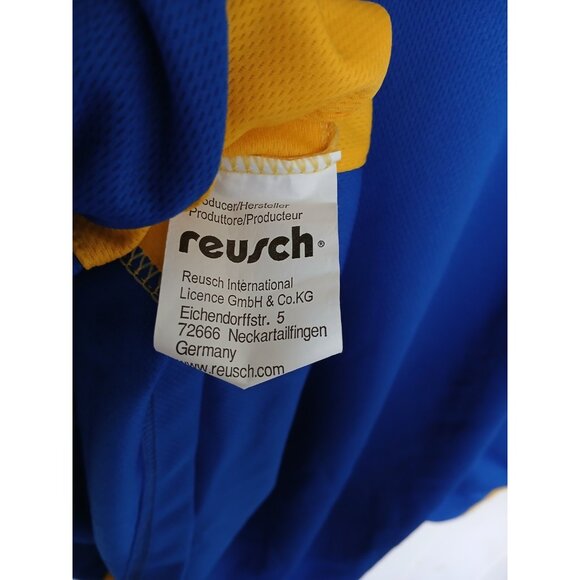 Vintage REUSCH Padded Goalkeeper Jersey Shirt Adult L Yellow Blue Long Sleeve - Picture 9 of 11